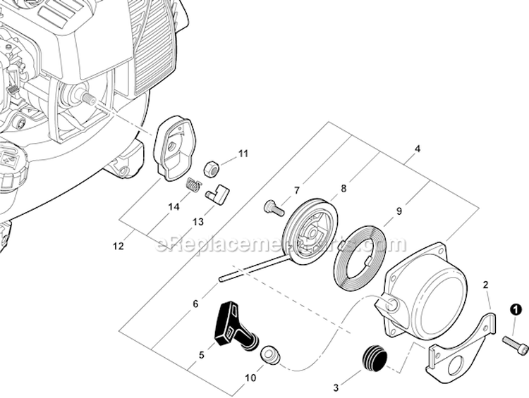 Starter Diagram and Parts List for P31013001001-P31013999999 Echo Leaf Blower / Vacuum