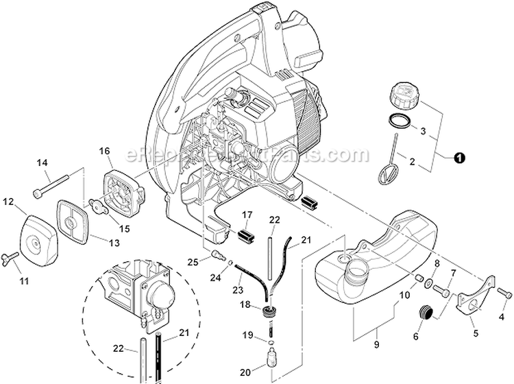 Fuel System Diagram and Parts List for P33112001001-P33112999999 Echo Leaf Blower / Vacuum