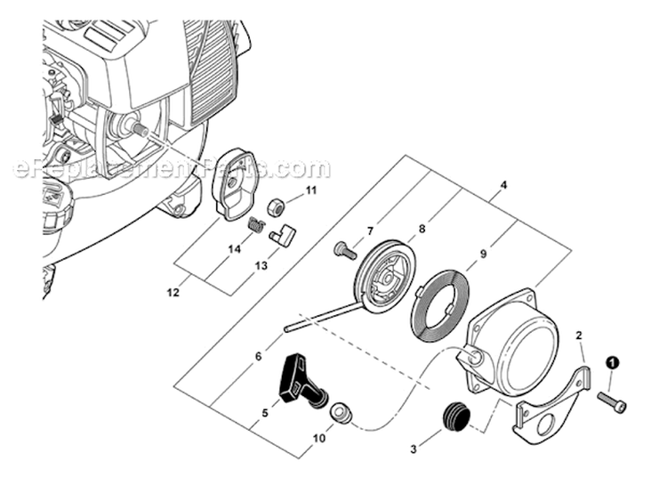 Starter Diagram and Parts List for P33211001001-P33211999999 Echo Leaf Blower / Vacuum