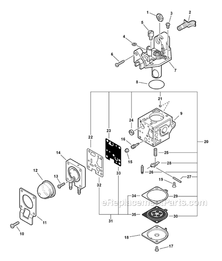 Carburetor - RB-K106 Diagram and Parts List for P33211001001-P33211999999 Echo Leaf Blower / Vacuum