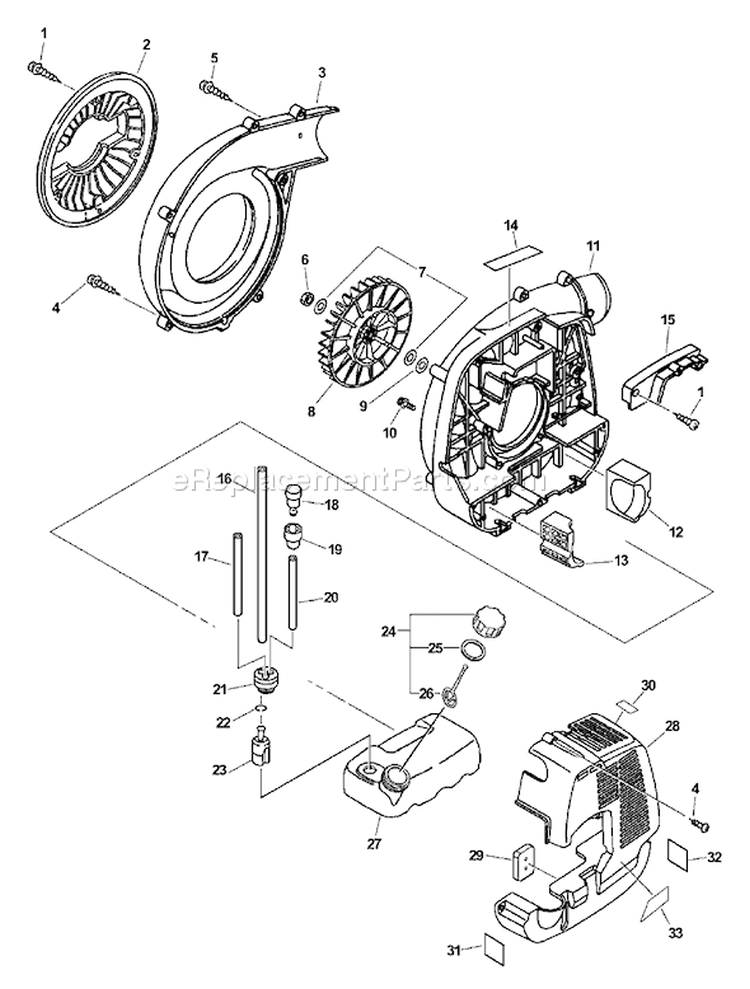 Page E Diagram and Parts List for 02001001-02999999 Echo