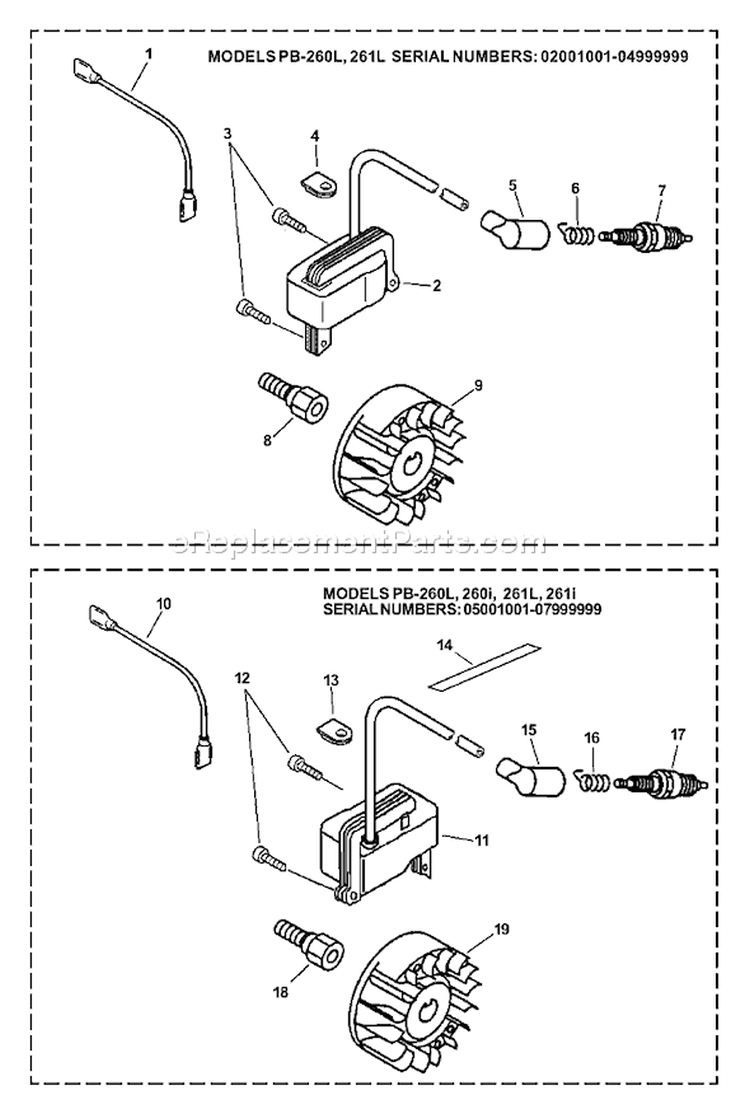 Page G Diagram and Parts List for 02001001-02999999 Echo