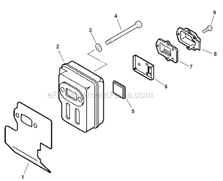 Exhaust Diagram and Parts List for P35513001001-P35513999999 Echo Leaf Blower / Vacuum