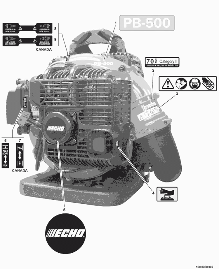 Page K Diagram and Parts List for P02212001001-P02212999999 Echo Leaf Blower / Vacuum