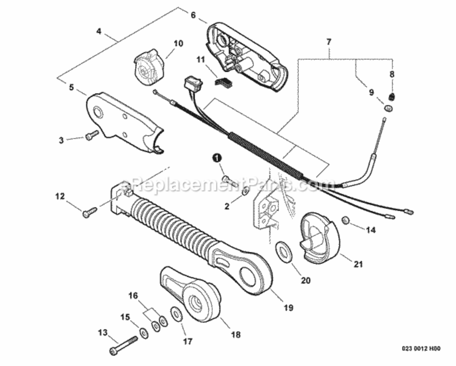 Hip_Mount_Throttle_Control Diagram and Parts List for P30613001001 - P30613999999 Echo Leaf Blower / Vacuum