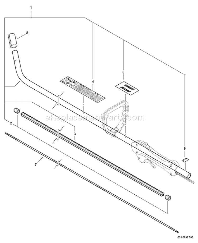 Page O Diagram and Parts List for S78611001001 - S78611999999 Echo Edger