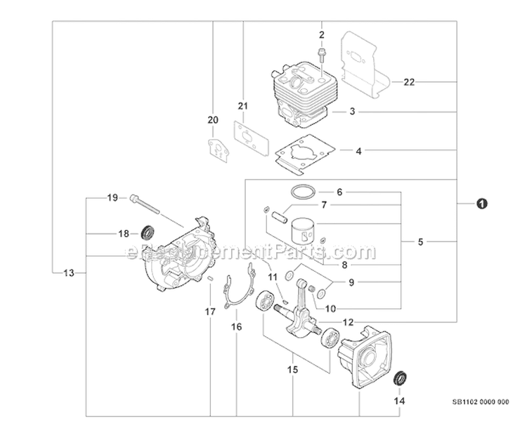 Page E Diagram and Parts List for T42811001001-T42811999999 Echo Edger