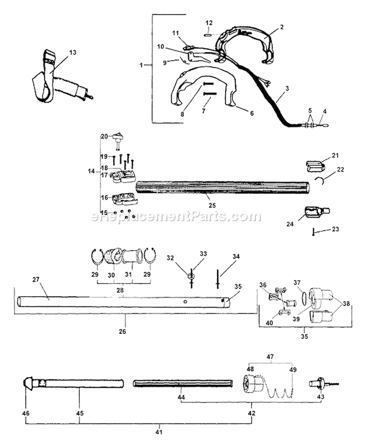 Page B Diagram and Parts List for After S/N 001001 Echo Pole Saw