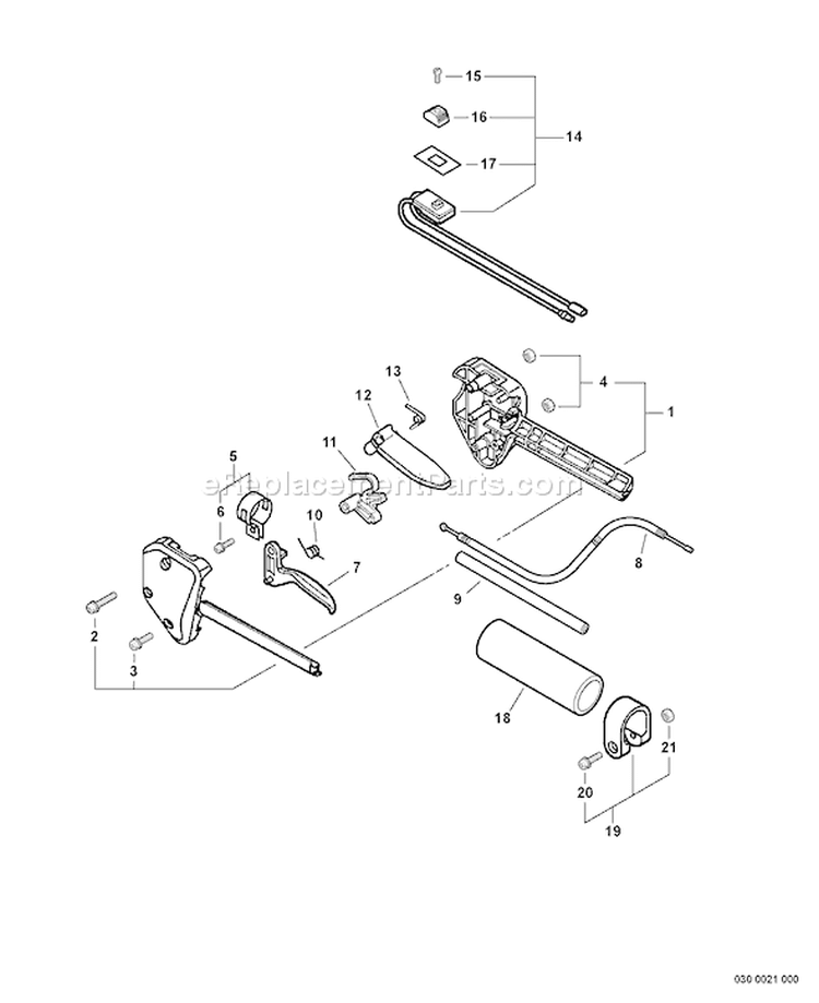 Page B Diagram and Parts List for E08713001001-E08713999999 Echo Pole Saw