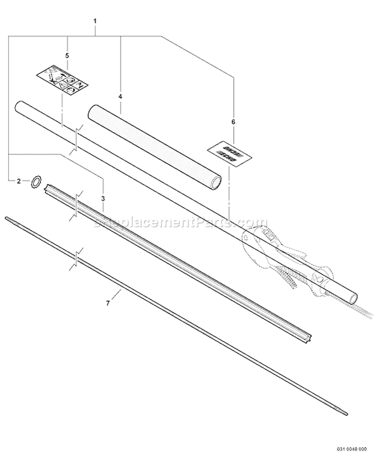 Page N Diagram and Parts List for S63212001001-S63212999999 Echo Pole Saw