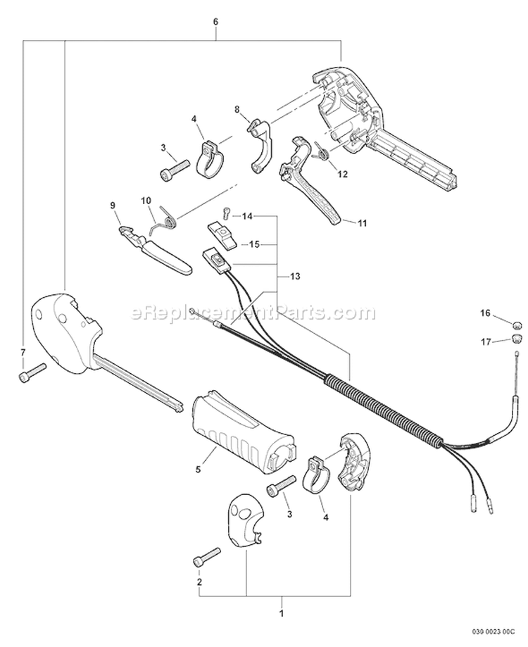 Page B Diagram and Parts List for S63212001001-S63212999999 Echo Pole Saw
