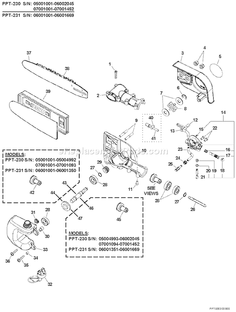 Page H Diagram and Parts List for 05006452-05008076 Echo Pole Saw