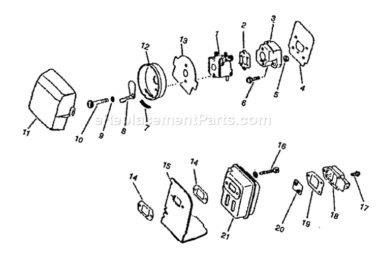 Page F Diagram and Parts List for 0039001 - 0083386 Echo Trimmer