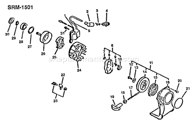 Page H Diagram and Parts List for 0039001 - 0083386 Echo Trimmer