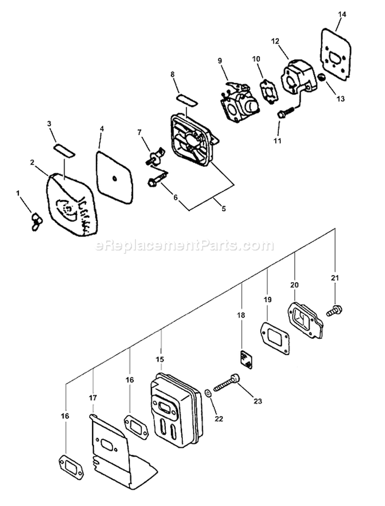 Page F Diagram and Parts List for Type 1 -001001-205481 Echo Trimmer