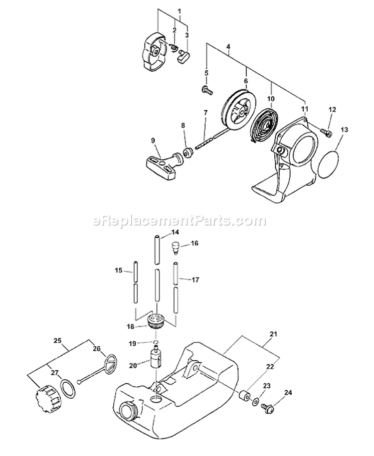 Page G Diagram and Parts List for Type 1E -001001 - 008042 Echo Trimmer