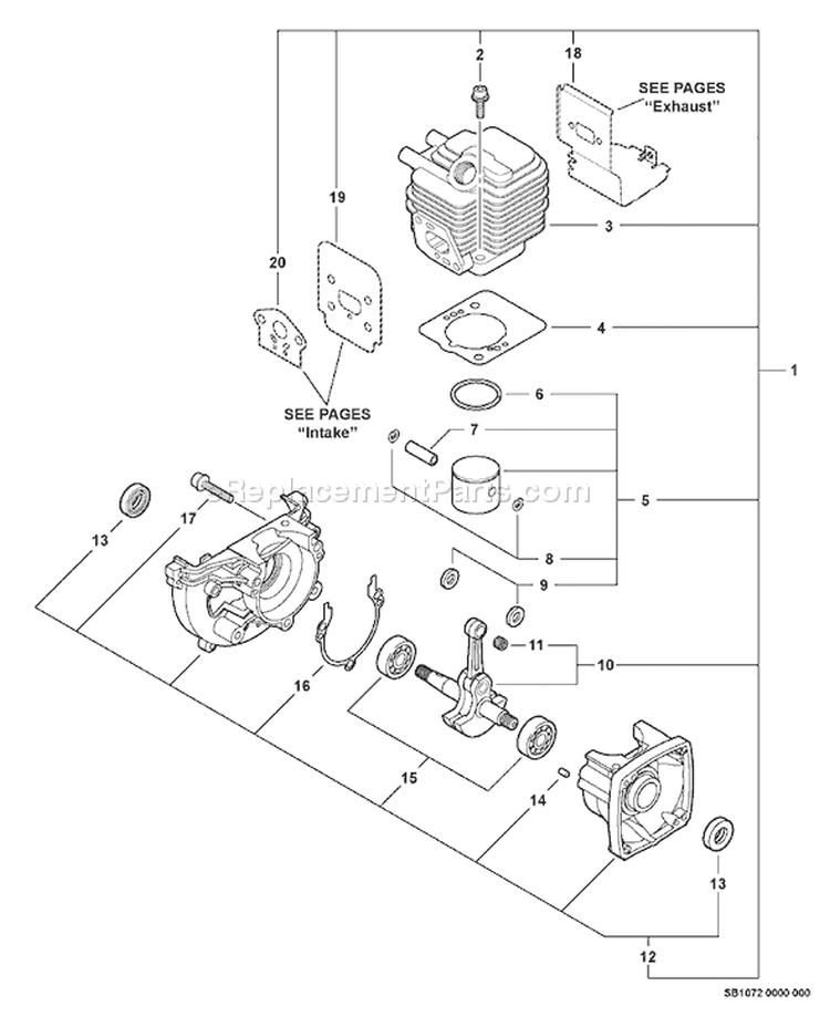 Page C Diagram and Parts List for 08001001 - 08999999 Echo Trimmer