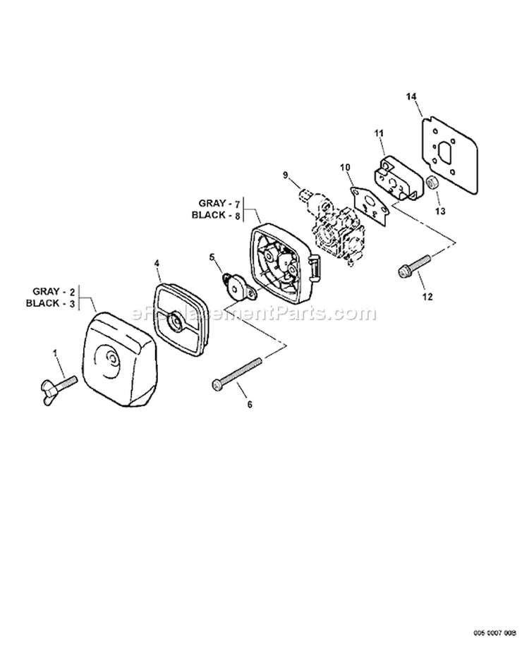 Page K Diagram and Parts List for 08467772 - 08999999 Echo Trimmer