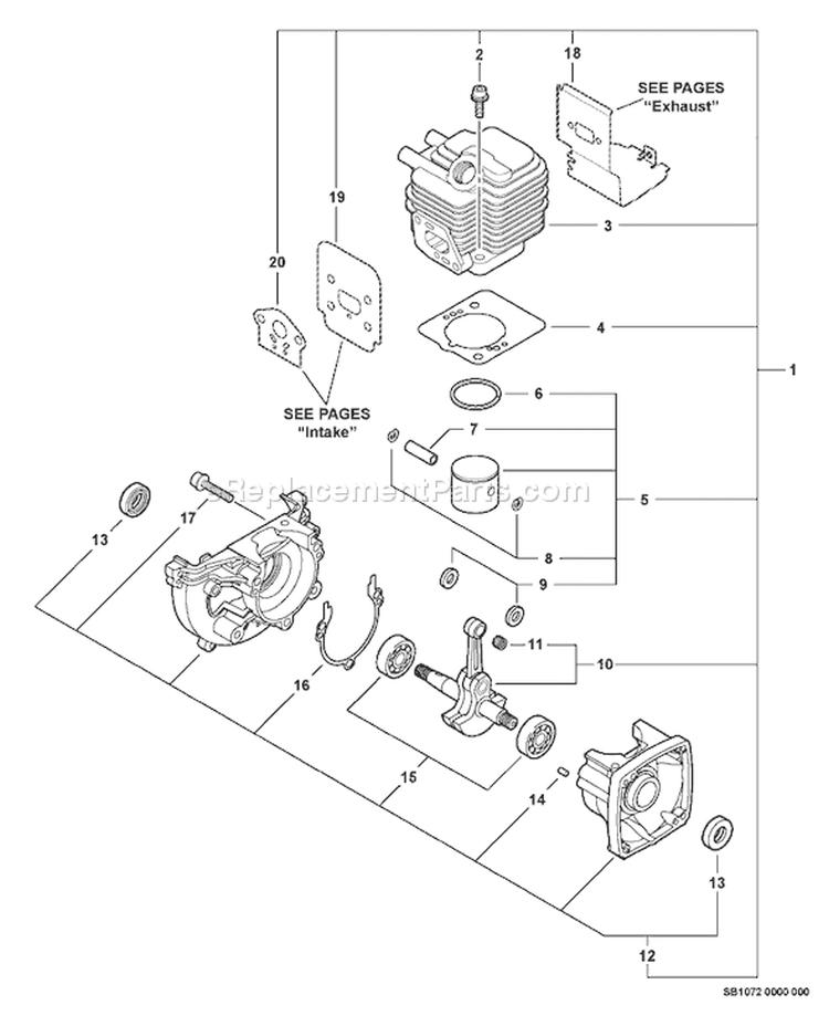 Page D Diagram and Parts List for 10001301 - 10999999 Echo Trimmer