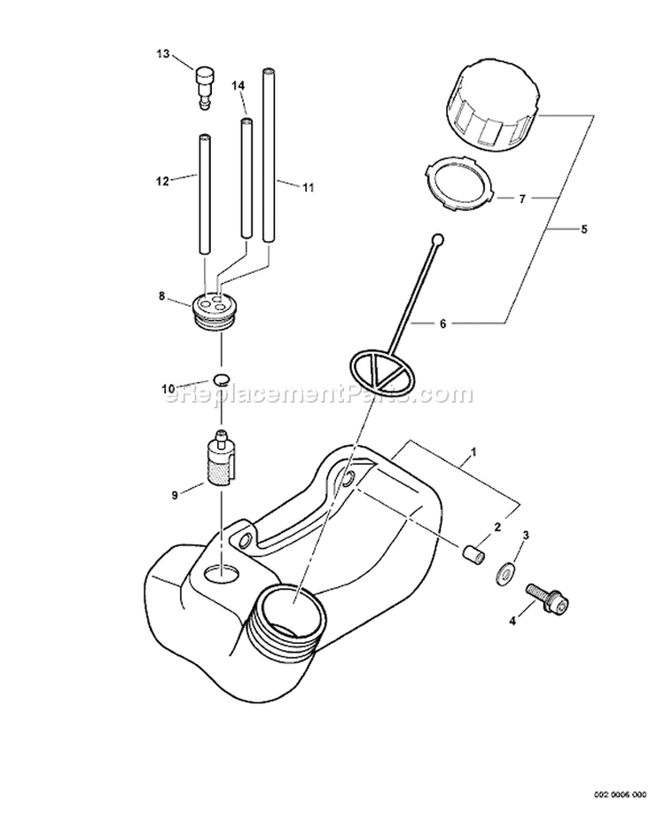 Page H Diagram and Parts List for 05182135 - 05281189 Echo Trimmer