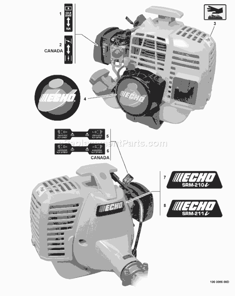 Page L Diagram and Parts List for 05022116 - 05999999 Echo Trimmer