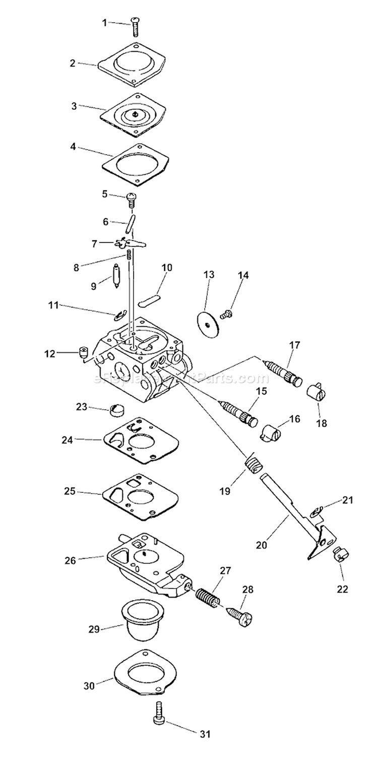 Page B Diagram and Parts List for Type 1E Echo Trimmer