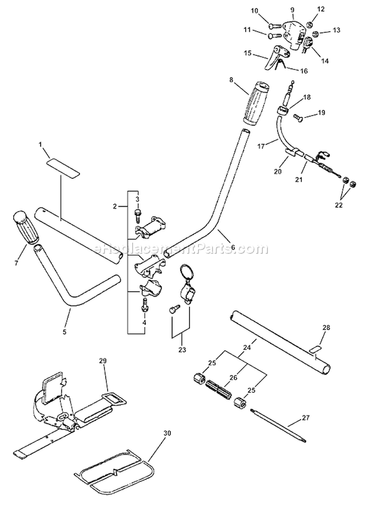 Page C Diagram and Parts List for Type 1E Echo Trimmer