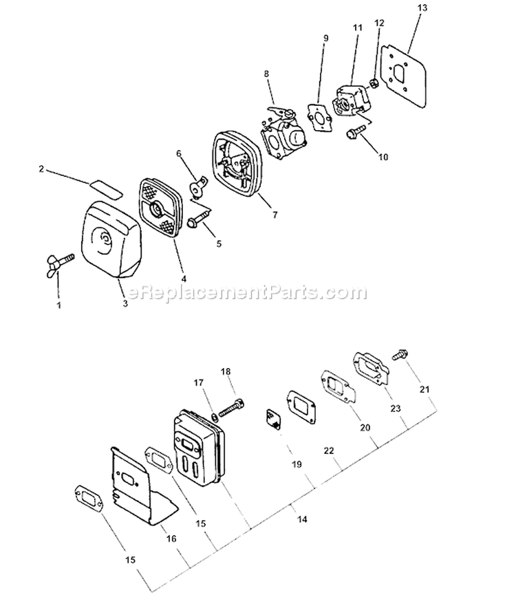 Page H Diagram and Parts List for Type 1E Echo Trimmer