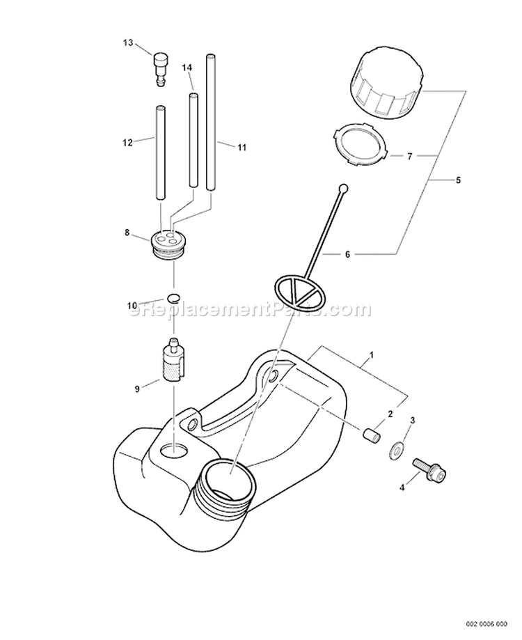 Page F Diagram and Parts List for 07001001 - 07001448 Echo Trimmer