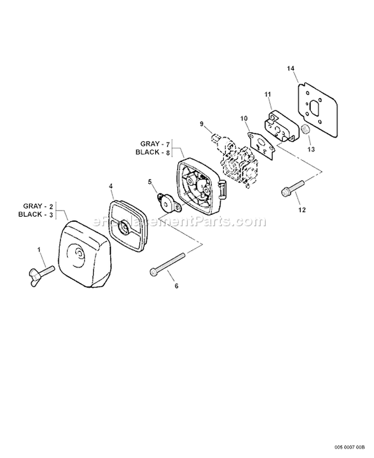 Page K Diagram and Parts List for 08003130 - 08999999 Echo Trimmer