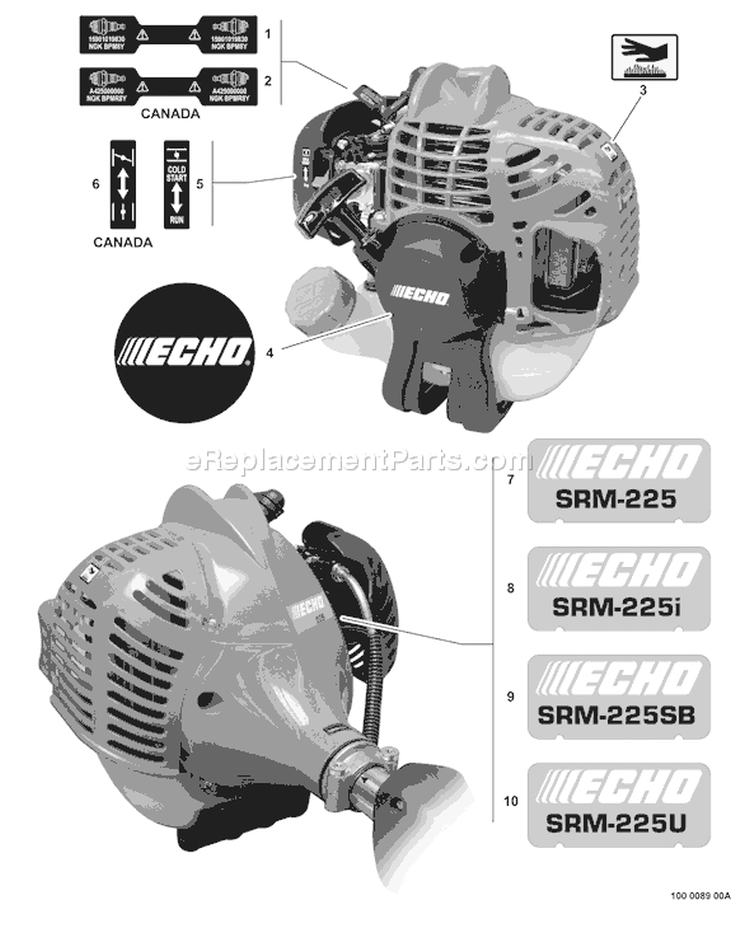 Page L Diagram and Parts List for S04113001001 - S04113999999 Echo Trimmer