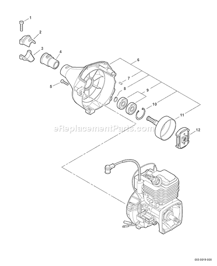 Page F Diagram and Parts List for S04113001001 - S04113999999 Echo Trimmer