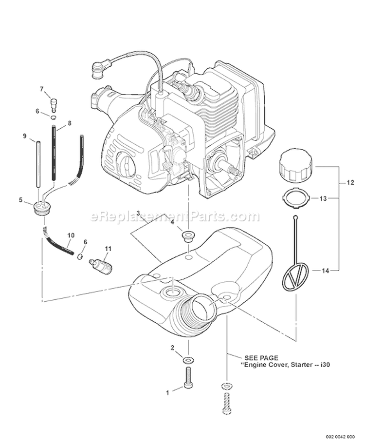 Page H Diagram and Parts List for S04113001001 - S04113999999 Echo Trimmer