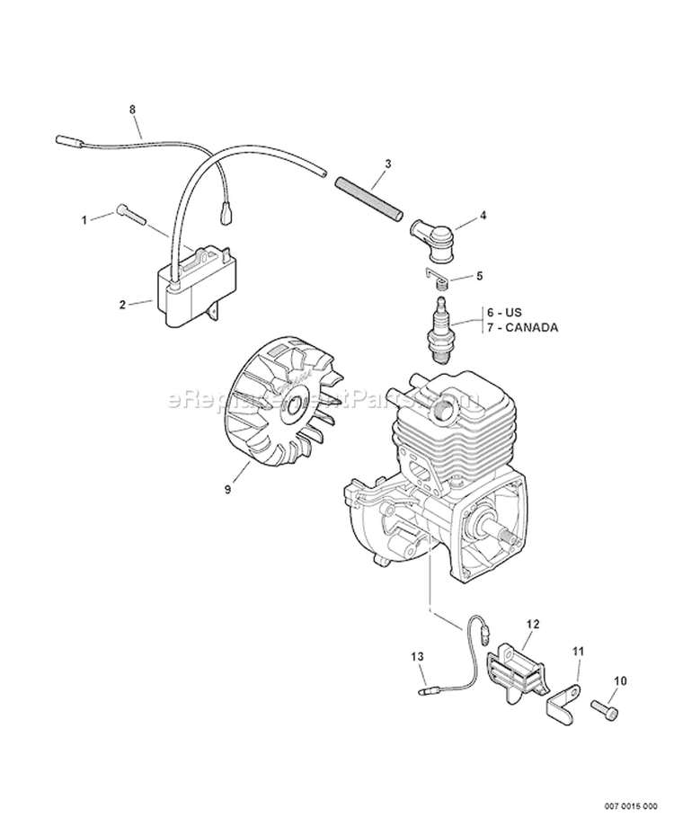 Page K Diagram and Parts List for S63212001001-S63212999999 Echo Pole Saw