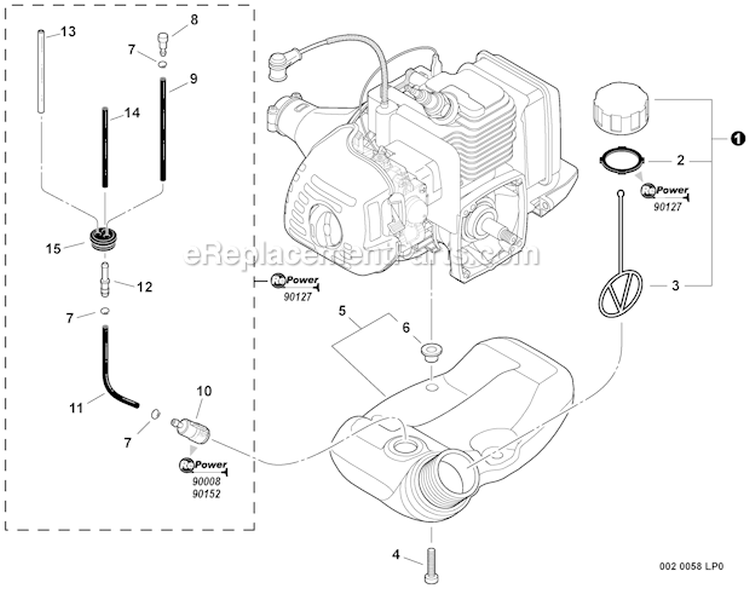 Page J Diagram and Parts List for S03912001001 - S03912999999 Echo Trimmer