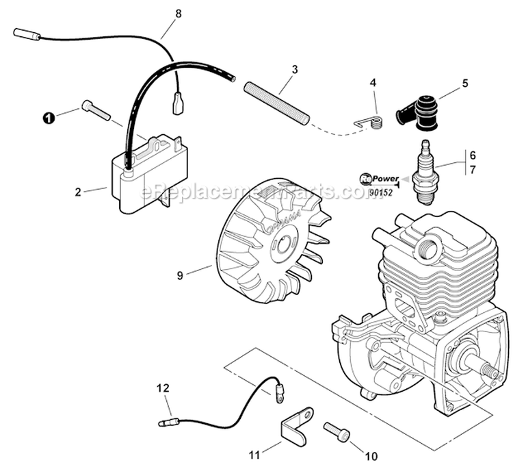 Page M Diagram and Parts List for S03912001001 - S03912999999 Echo Trimmer