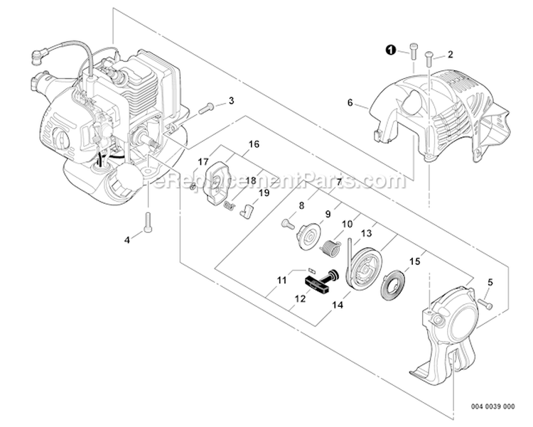 Page D Diagram and Parts List for S03912001001 - S03912999999 Echo Trimmer