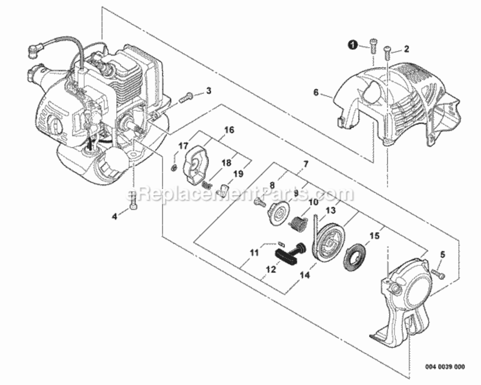 Engine_Cover_Starter Diagram and Parts List for S89312001001 - S89312013423 Echo Trimmer