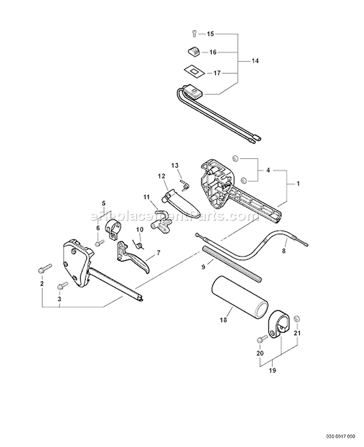 Page B Diagram and Parts List for 05004894 - 05030700 Echo Trimmer