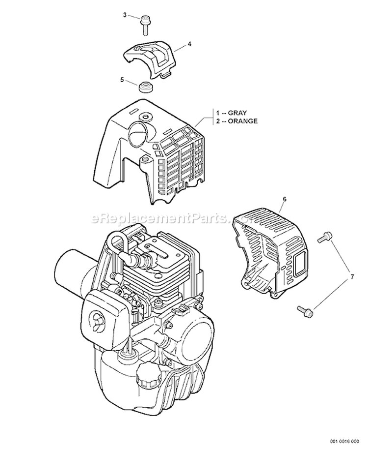 Page B Diagram and Parts List for 07001275 - 07999999 Echo Trimmer