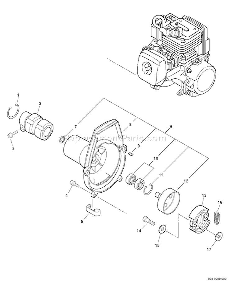 Page E Diagram and Parts List for 07001275 - 07999999 Echo Trimmer