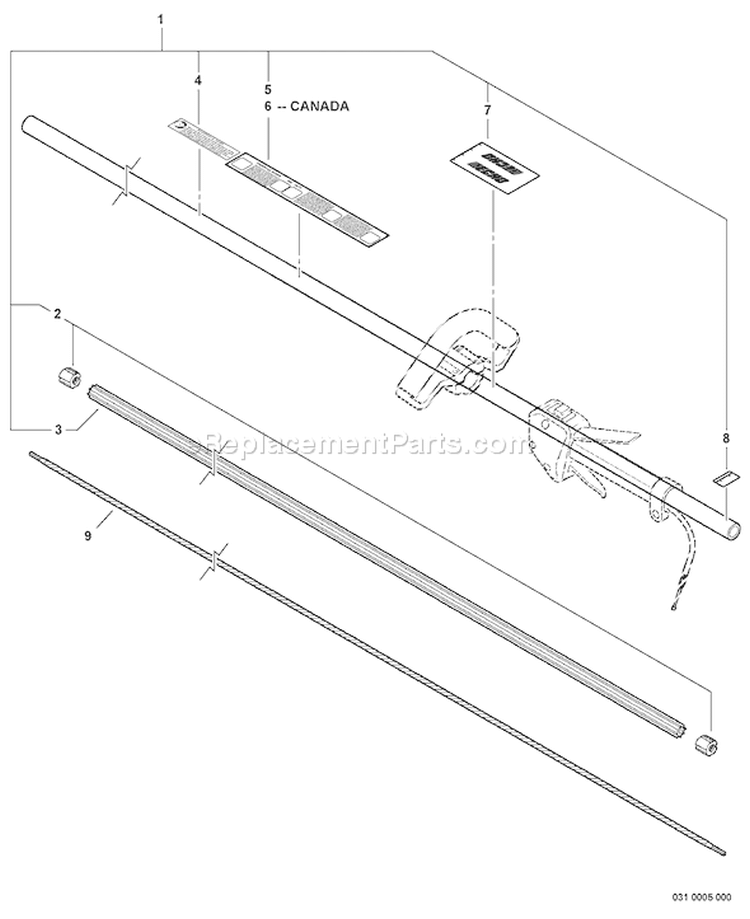 Page M Diagram and Parts List for 05004894 - 05030700 Echo Trimmer