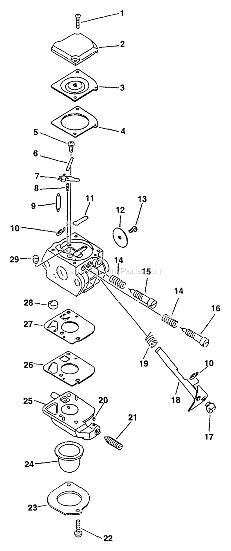 Page A Diagram and Parts List for 001001 - 161628 Echo Trimmer