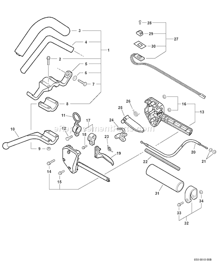 Page H Diagram and Parts List for 07001001 - 07001321 Echo Trimmer