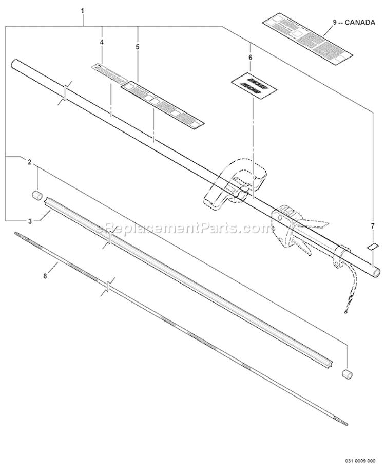 Page L Diagram and Parts List for 07001001 - 07001321 Echo Trimmer