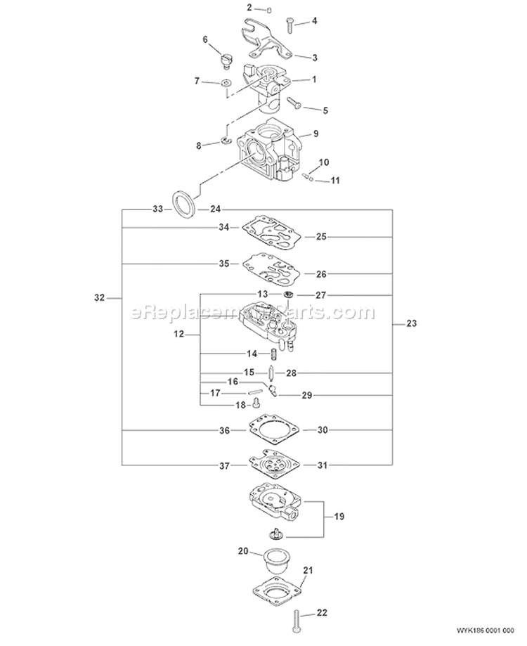 Page A Diagram and Parts List for 06002512 - 06999999 Echo Trimmer