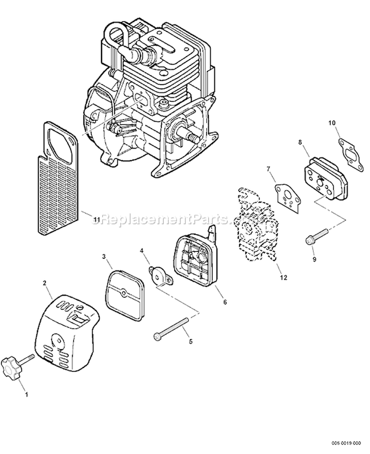 Page J Diagram and Parts List for 07001001 - 07001321 Echo Trimmer