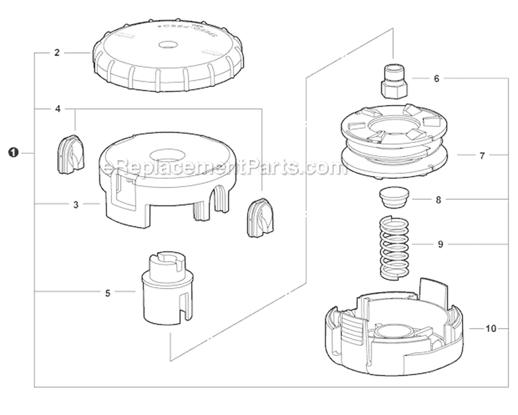 SPEED-FEED 450 Trimmer Head Diagram and Parts List for T42512001001-T42512999999 Echo Trimmer