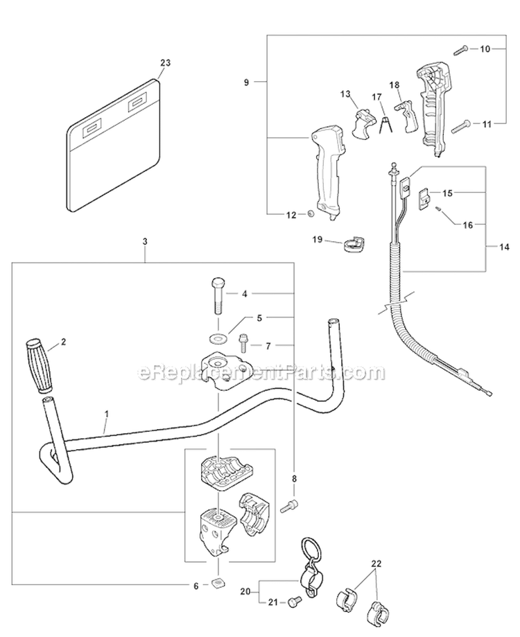 U-Handle - Handles, Throttle Control Diagram and Parts List for T43413001001-T43413999999 Echo Trimmer