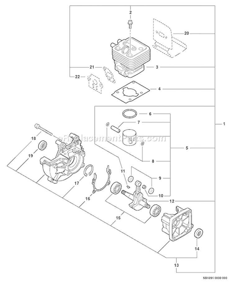 Page D Diagram and Parts List for E08612001001-E08612999999 Echo Pole Saw